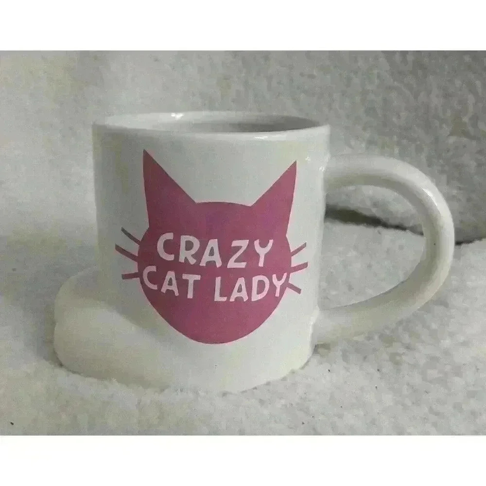 Crazy Cat Lady Ceramic Coffee Mug 16 oz. Bigmouth Inc. Pink & White Novelty